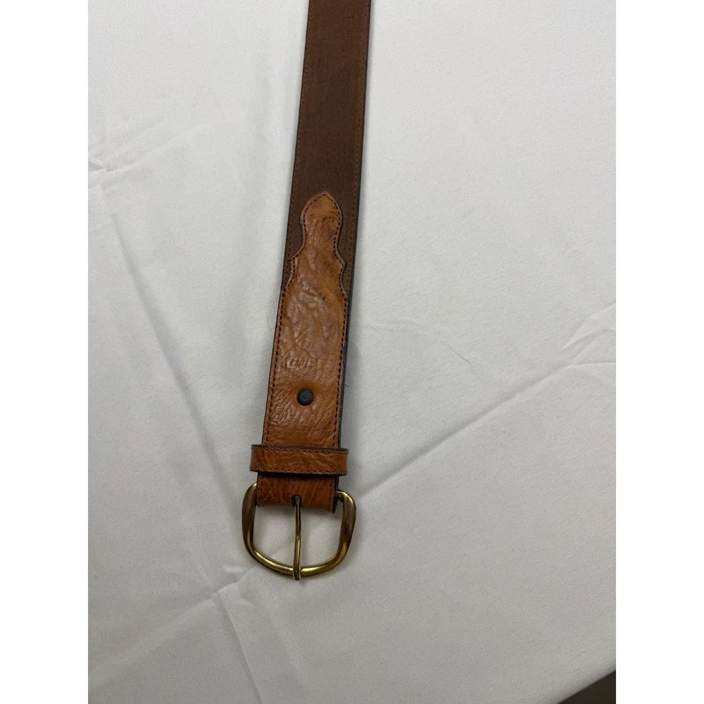 Nocona Belt Co Western Belt Mens 36‎ Brown Leather Brass Buckle